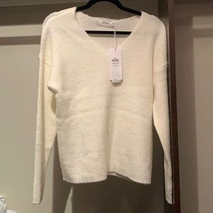 Fluffy White Only Pullover V-neck (brand new never worn)